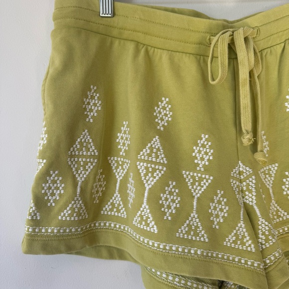 NWT Anthropologie Daily Practice Lime Green Embroidered Sweat Shorts Lounge L - Picture 7 of 8